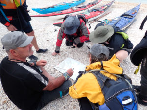 Choix de parcours par la lecture de la carte Marine par le groupe groupe